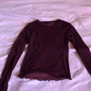 See through mesh maroon shirt